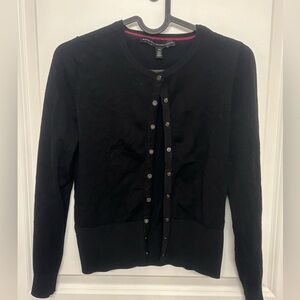 White House Black Market Black Double-Row Snap Cardigan